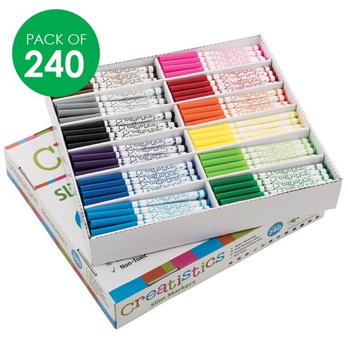Creatistics Slim Coloured Markers Classpack - Pack of 240