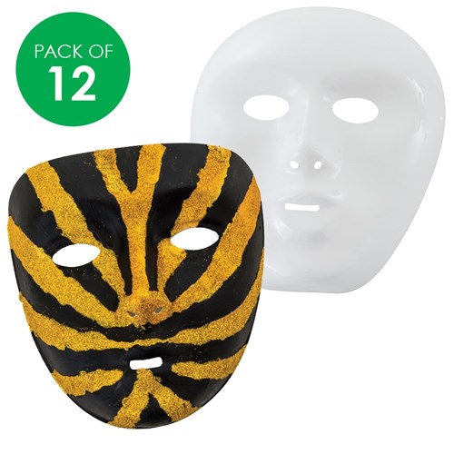 Creatistics White Plastic Masks - Pack of 12