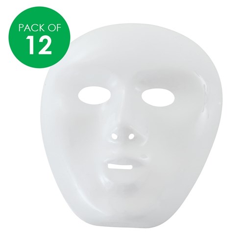Creatistics White Plastic Masks - Pack of 12