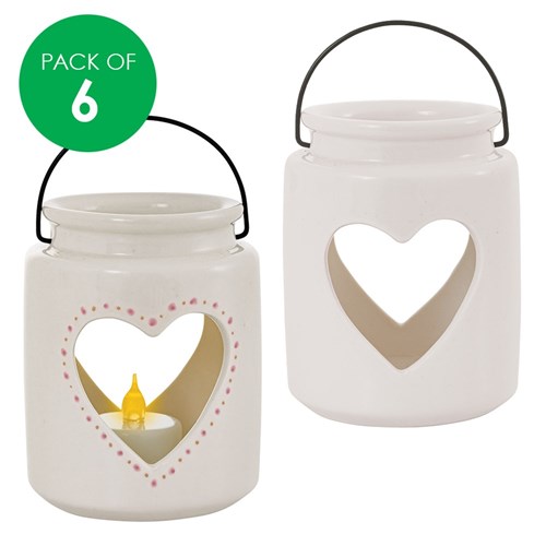 Creatistics Porcelain Heart Lanterns - Pack of 6