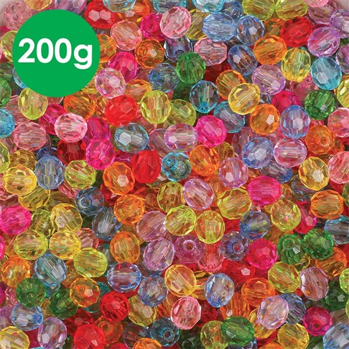 Round Faceted Beads - 200g Tub