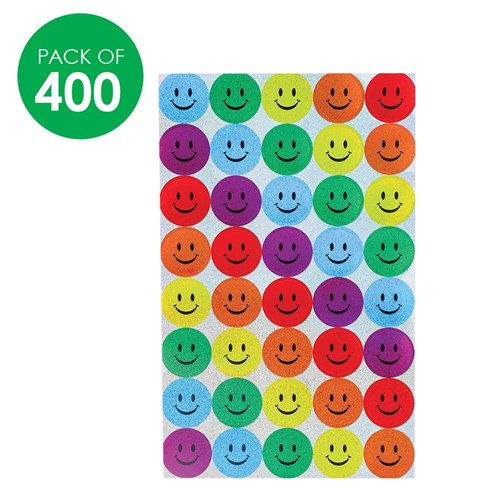 Holographic Smiley Face Stickers - Pack of 400