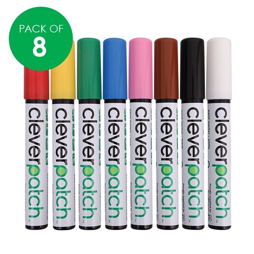 CleverPatch Paint Markers - Bullet Tip - Primary - Pack of 8 Colours