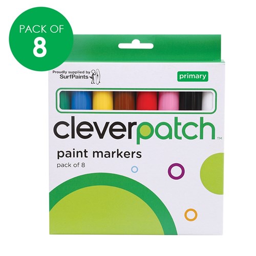 CleverPatch Paint Markers - Bullet Tip - Primary - Pack of 8 Colours