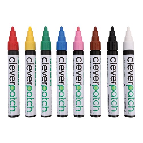 CleverPatch Paint Markers - Bullet Tip - Primary - Pack of 8 Colours