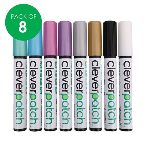 CleverPatch Paint Markers - Bullet Tip - Metallic - Pack of 8 Colours