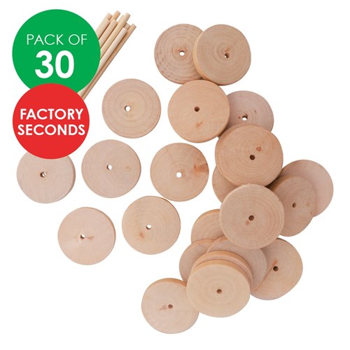 FACTORY SECONDS Wooden Wheels & Axles - Pack of 30