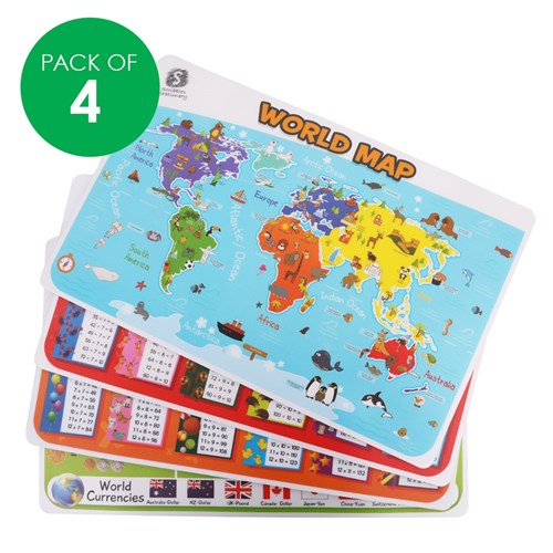 Primary Learning Educational Placemats - Pack of 4