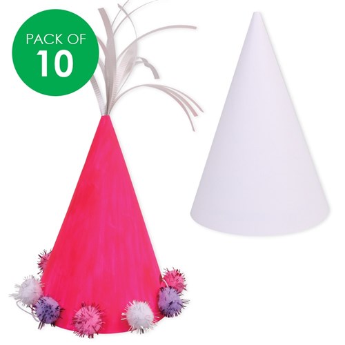 Cardboard Party Hats - White - Pack of 10