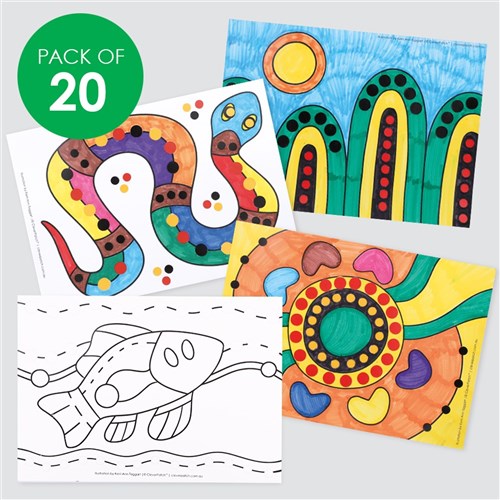 Indigenous Designed Dot Sticker Cardboard Templates - Pack of 20