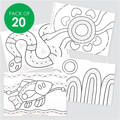 Indigenous Designed Dot Sticker Cardboard Templates - Pack of 20