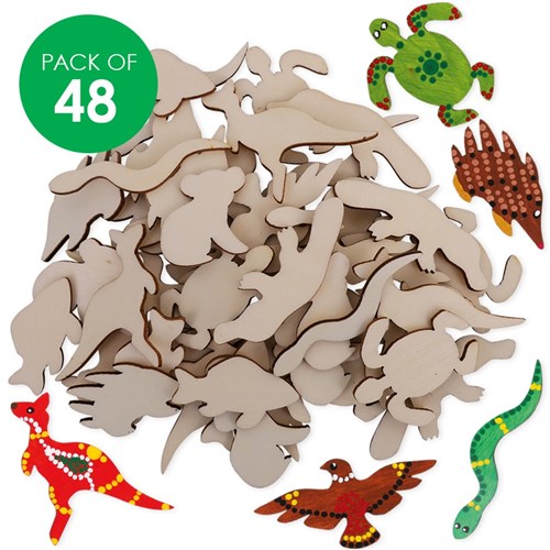 Mini Wooden Australian Animal Shapes - Pack of 48