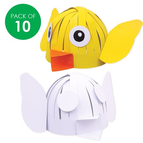 Cardboard Chicken Hats - White - Pack of 10