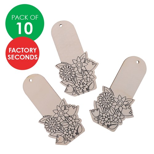 FACTORY SECONDS Wooden Bookmarks - Flowers - Pack of 10