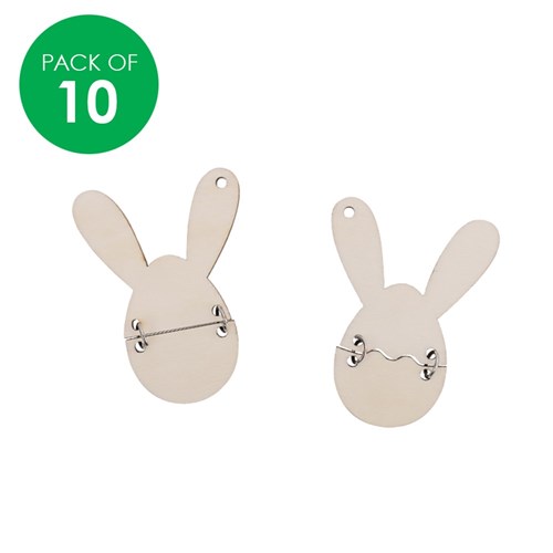 Wooden Bunny Egg Shapes - Pack of 10