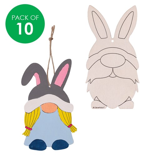 Printed Wooden Bunny Gnomes - Pack of 10