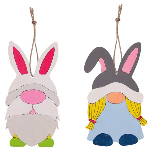 Printed Wooden Bunny Gnomes - Pack of 10