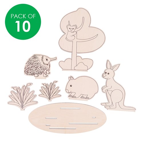 Wooden Dioramas - Australian Animals - Pack of 10