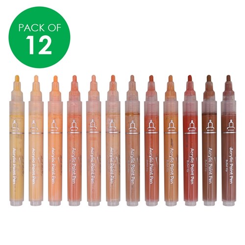 Mont Marte Acrylic Paint Pens - Broad Tip - Portrait Colours - Pack of 12