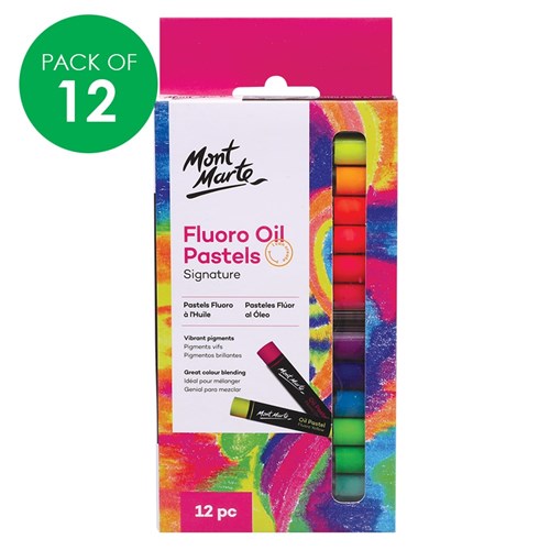 Mont Marte Oil Pastels - Fluorescent - Pack of 12