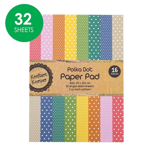 Polka Dot Printed Paper Pad - 32 Sheets