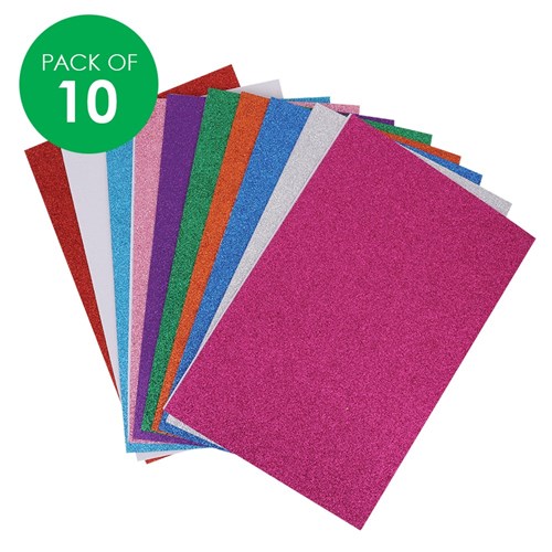 Self-Adhesive Glitter Foam Sheets - Pack of 10