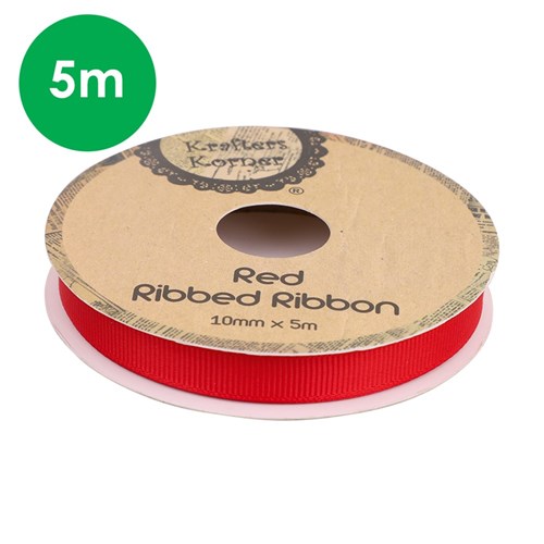 Ribbed Ribbon - Red - 5 Metres