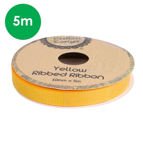 Ribbed Ribbon - Yellow - 5 Metres