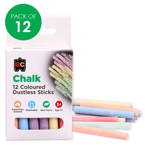 EC Dustless Chalk - Coloured - Pack of 12