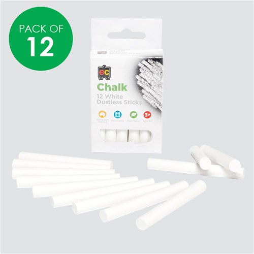 EC Dustless Chalk - White - Pack of 12