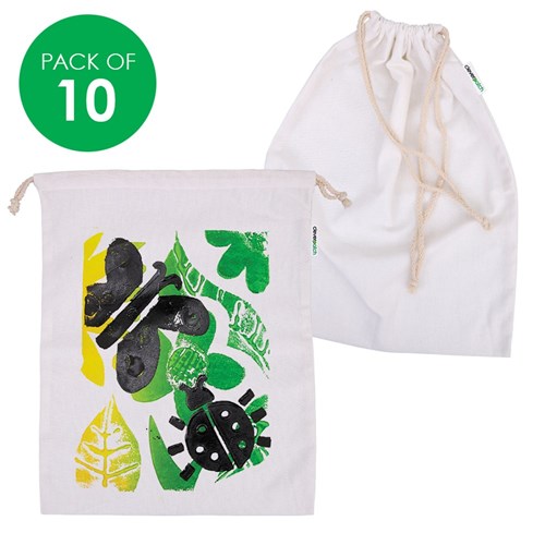 Cotton Drawstring Library Bags - Pack of 10