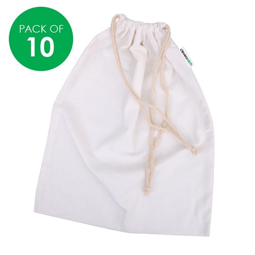 Cotton Drawstring Library Bags - Pack of 10