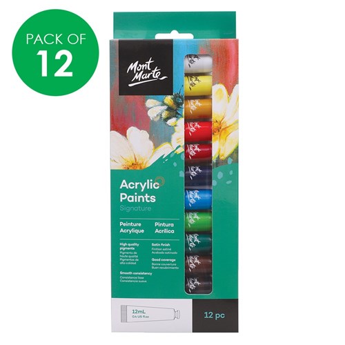 Mont Marte Acrylic Paint Tubes - 12ml - Pack of 12