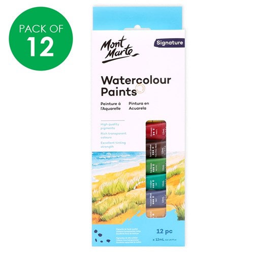 Mont Marte Watercolour Paint Tubes - 12ml - Pack of 12