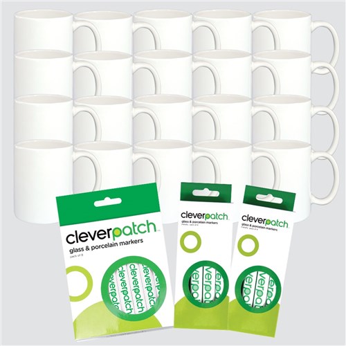 Porcelain Mugs & Markers Economy Pack