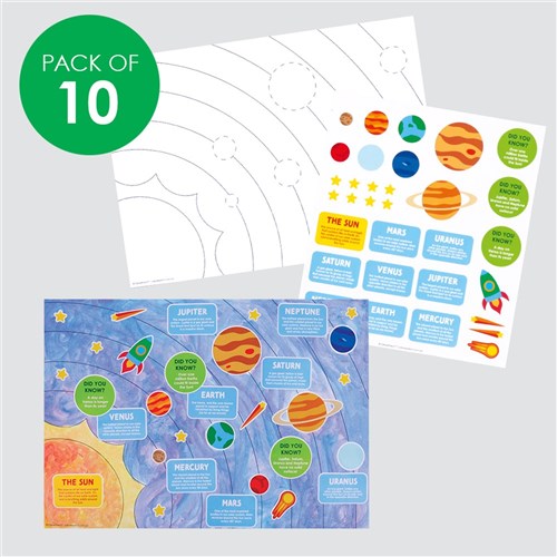 Solar System Sticker Activity Sheets - Pack of 10