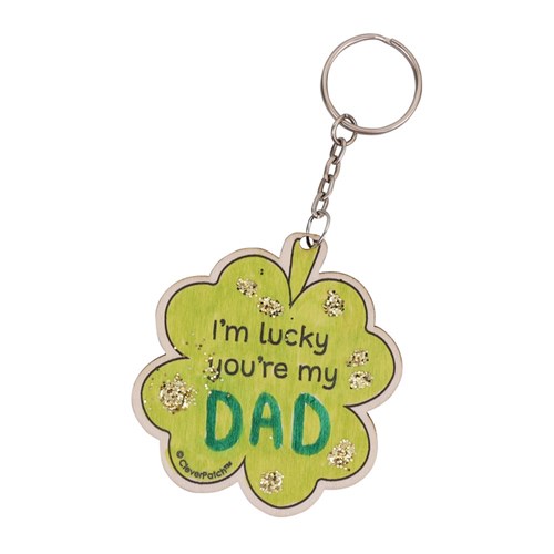 Printed Wooden Keyrings - Four Leaf Clover - Pack of 10