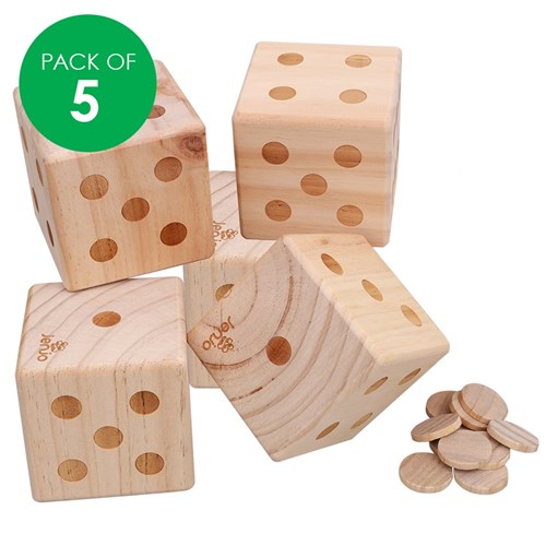 Large Wooden Dice - 9cm - Pack of 5